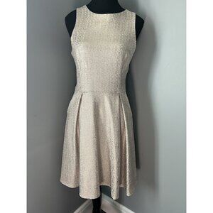 Dorothy Perkins women Sz 8 White Gold Shimmer Dress Pockets A Line Sleeveless